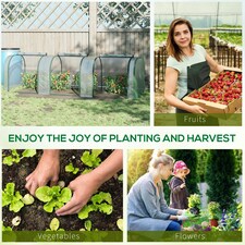 Outsunny Tunnel Greenhouse Steel Frame for Garden w/ Zipper Doors thumbnail 6