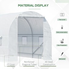 Outsunny 4.5 x 2M Walk-in Polytunnel Greenhouse for Garden, Galvanised Steel thumbnail 4