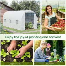 Outsunny 4.5 x 2M Walk-in Polytunnel Greenhouse for Garden, Galvanised Steel thumbnail 5