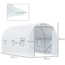Outsunny 4.5 x 2M Walk-in Polytunnel Greenhouse for Garden, Galvanised Steel thumbnail 7