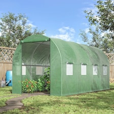 Outsunny 4 x 2M Polytunnel Walk-in Garden Greenhouse with Zip Door and Windows thumbnail 2