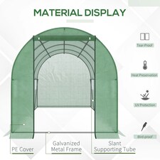 Outsunny 4 x 2M Polytunnel Walk-in Garden Greenhouse with Zip Door and Windows thumbnail 3