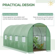 Outsunny 4 x 2M Polytunnel Walk-in Garden Greenhouse with Zip Door and Windows thumbnail 5