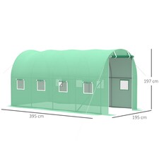 Outsunny 4 x 2M Polytunnel Walk-in Garden Greenhouse with Zip Door and Windows thumbnail 7