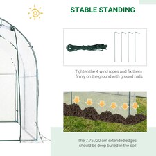 Outsunny Walk In Polytunnel Greenhouse w/ Roll Up Door PVC Cover, 2.5 x 2m thumbnail 4