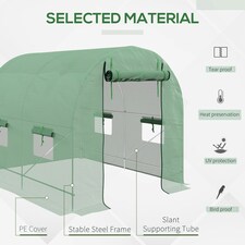 Outsunny 2.5 x 2m Walk-In Polytunnel Greenhouse with Roll Up Door Windows Green thumbnail 3