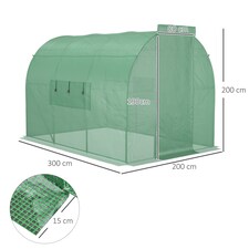 Outsunny 3 x 2M Walk-in Garden Polytunnel Greenhouse Galvanised Steel W/ Door thumbnail 7