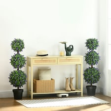 HOMCOM Set of 2 Potted Artificial Plants Ball Tree with Lavender Flowers, 110cm thumbnail 2