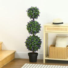 HOMCOM Set of 2 Potted Artificial Plants Ball Tree with Lavender Flowers, 110cm thumbnail 7