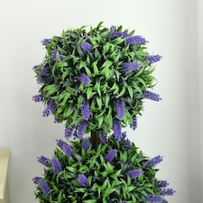 HOMCOM Set of 2 Potted Artificial Plants Ball Tree with Lavender Flowers, 110cm thumbnail 8