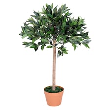 Outsunny Artificial Olive Tree Plant In an Orange Pot 90 cm for Home