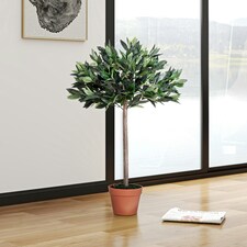 Outsunny Artificial Olive Tree Plant In an Orange Pot 90 cm for Home thumbnail 10