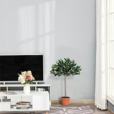 Outsunny Artificial Olive Tree Plant In an Orange Pot 90 cm for Home thumbnail 2