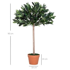 Outsunny Artificial Olive Tree Plant In an Orange Pot 90 cm for Home thumbnail 3