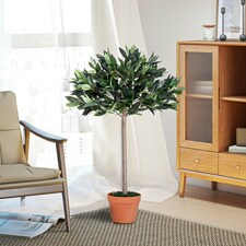 Outsunny Artificial Olive Tree Plant In an Orange Pot 90 cm for Home thumbnail 7