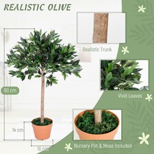 Outsunny Artificial Olive Tree Plant In an Orange Pot 90 cm for Home thumbnail 8