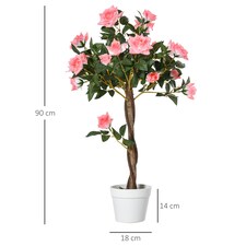 Outsunny 90cm Artificial Rose Tree, Fake Decorative Plant, Pink thumbnail 3