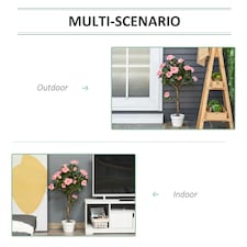 Outsunny 90cm Artificial Rose Tree, Fake Decorative Plant, Pink thumbnail 4