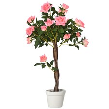 Outsunny 90cm Artificial Rose Tree, Fake Decorative Plant, Pink thumbnail 6
