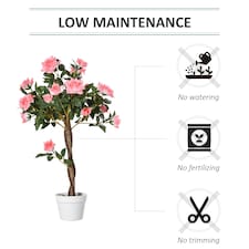 Outsunny 90cm Artificial Rose Tree, Fake Decorative Plant, Pink thumbnail 8