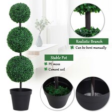 Outsunny 2 PCS Artificial Boxwood Three Balls Tree Decorative Plant Leaves thumbnail 5