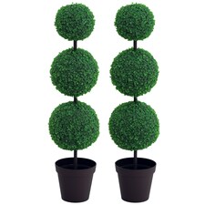 Outsunny 2 PCS Artificial Boxwood Three Balls Tree Decorative Plant Leaves thumbnail 6