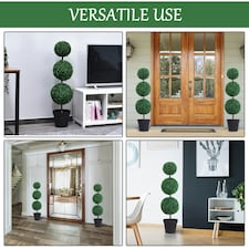 Outsunny 2 PCS Artificial Boxwood Three Balls Tree Decorative Plant Leaves thumbnail 8