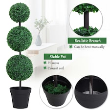 Outsunny 2 PCS Artificial Boxwood Three Balls Tree Decorative Plant Leaves thumbnail 9