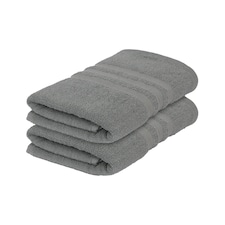 Nicola Spring Cotton Hand Towels - 90cm x 50cm - Grey - Pack of 2