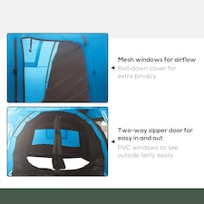 Outsunny 3-4 Persons Tunnel Tent, Two Room Camping Tent w/ Windows, Black thumbnail 5