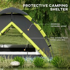 Outsunny 3-4 Man Camping Tent Portable with Bag, Quick Setup, Dark Green thumbnail 4