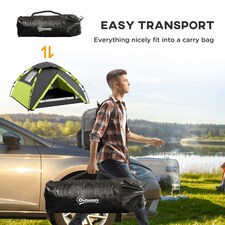 Outsunny 3-4 Man Camping Tent Portable with Bag, Quick Setup, Dark Green thumbnail 6