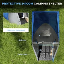 Outsunny 2 Man Camping Tent with Living Area, 2000mm Waterproof, Blue thumbnail 3