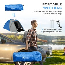 Outsunny 2 Man Camping Tent with Living Area, 2000mm Waterproof, Blue thumbnail 6