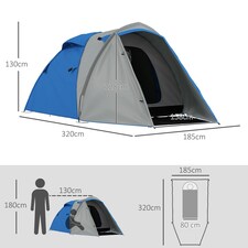 Outsunny 2 Man Camping Tent with Living Area, 2000mm Waterproof, Blue thumbnail 7