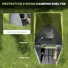 Outsunny 2 Man Camping Tent with Living Area, 2000mm Waterproof, Yellow thumbnail 3