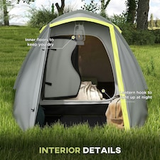 Outsunny 2 Man Camping Tent with Living Area, 2000mm Waterproof, Yellow thumbnail 4