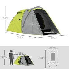 Outsunny 2 Man Camping Tent with Living Area, 2000mm Waterproof, Yellow thumbnail 7