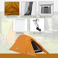 Outsunny Double Layer Camping Tent for 1-2 Man, 2000mm Waterproof, Green thumbnail 5