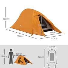 Outsunny Double Layer Camping Tent for 1-2 Man, 2000mm Waterproof, Green thumbnail 7