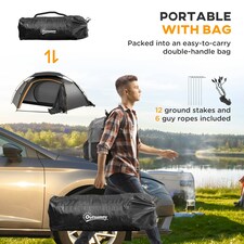 Outsunny Camping Tent Dome Tent with Removable Rainfly for 1-2 Man, Grey thumbnail 6