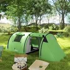 Outsunny 2 Room Camping Family Tent for 3-4 Man, 3000mm Waterproof, Green thumbnail 2