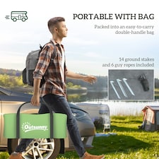 Outsunny 2 Room Camping Family Tent for 3-4 Man, 3000mm Waterproof, Green thumbnail 6