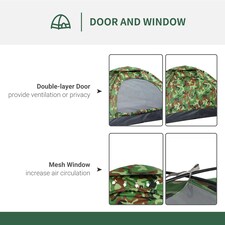 Outsunny Camping Tent for 2 Person Dome Tent w/ Storage Pocket Multicoloured thumbnail 3