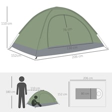 Outsunny Camping Tent for 2 Person Dome Tent w/ Storage Pocket Multicoloured thumbnail 7