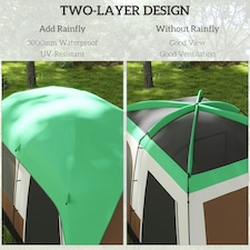 Outsunny Camping Tent with 3000mm Waterproof Rainfly & Screen Panels, Green thumbnail 3