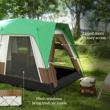 Outsunny Camping Tent with 3000mm Waterproof Rainfly & Screen Panels, Green thumbnail 4