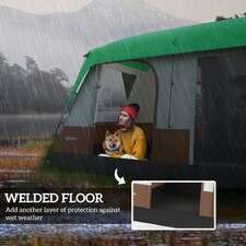 Outsunny Camping Tent with 3000mm Waterproof Rainfly & Screen Panels, Green thumbnail 5