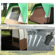 Outsunny Camping Tent with 3000mm Waterproof Rainfly & Screen Panels, Green thumbnail 8