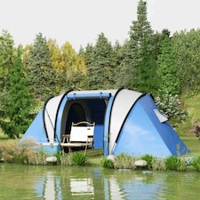 Outsunny 2 Bedroom Camping Tent with Living Area, 3000mm Waterproof, Blue thumbnail 2